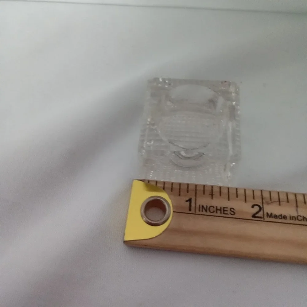 Vintage Clear Pressed Glass Square Inkwell Salt Cellar Waffle Base 1.5 Inch